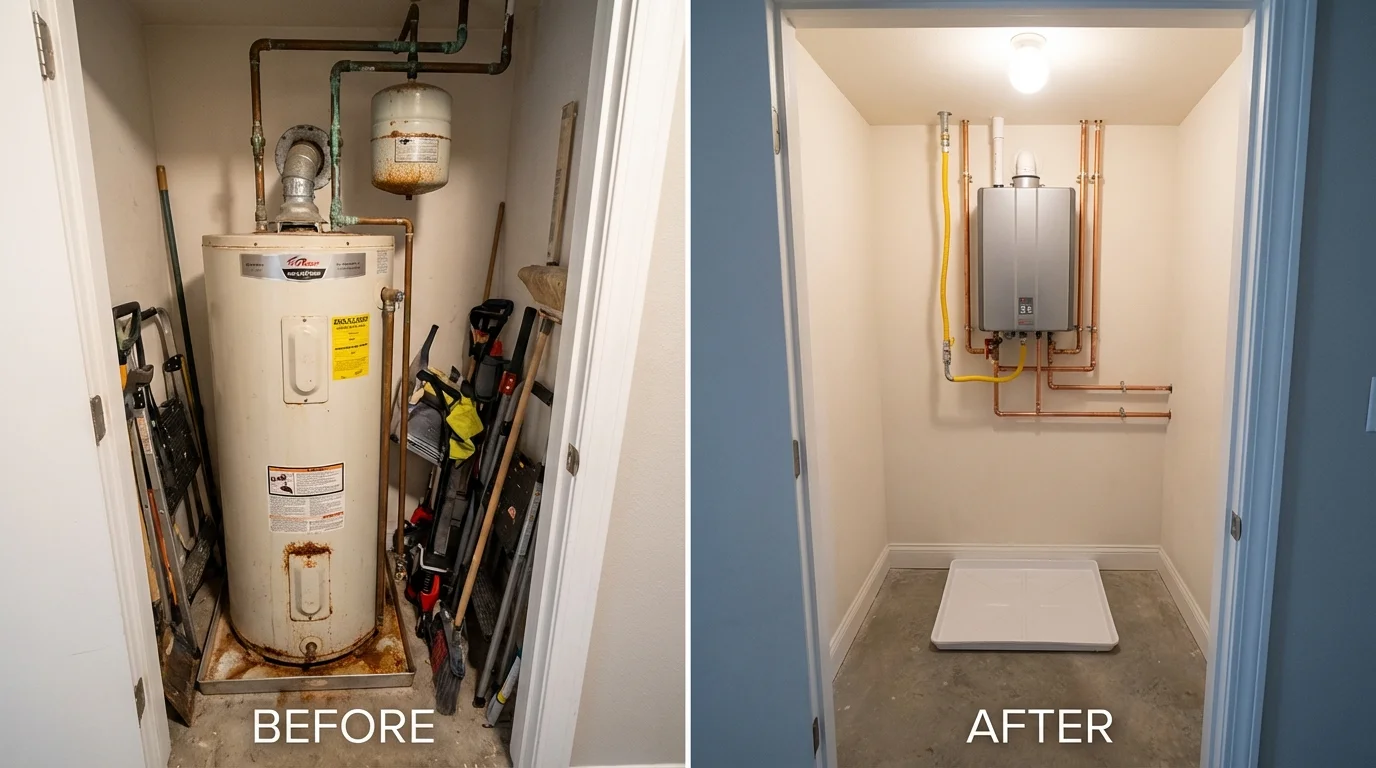 Tank water heater versus wall-mounted tankless unit comparison for Greenwich, CT homeowners